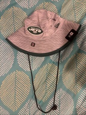 New York Jets  Gray Bucket Hat with Chin Strap